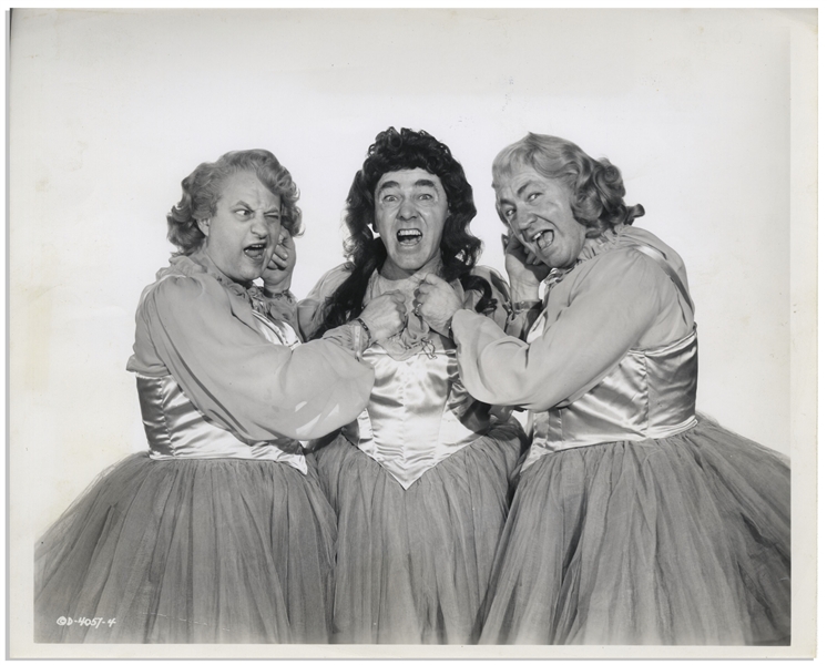 Lot of Five 10 x 8 Glossy Photos From the 1946 Three Stooges Film Rhythm and Weep -- Very Good Condition